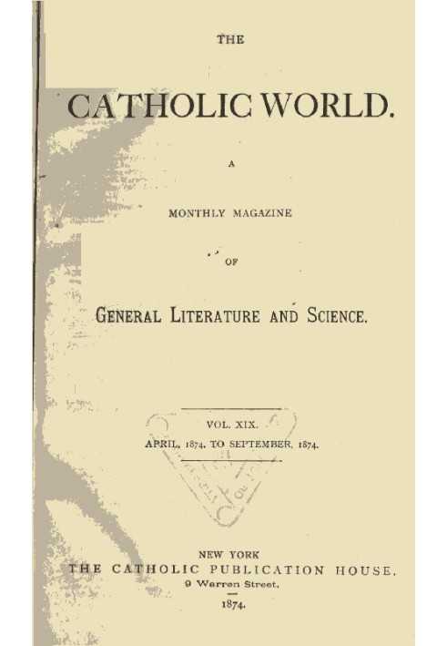 Book The Catholic World, Vol. 19, April 1874‐September 1874