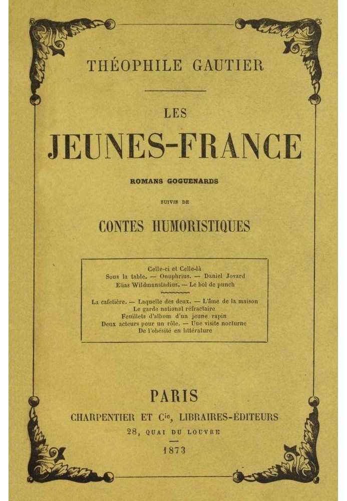 Книга Les Jeunes-France: глузливі романи; а потім Гумористичні казки