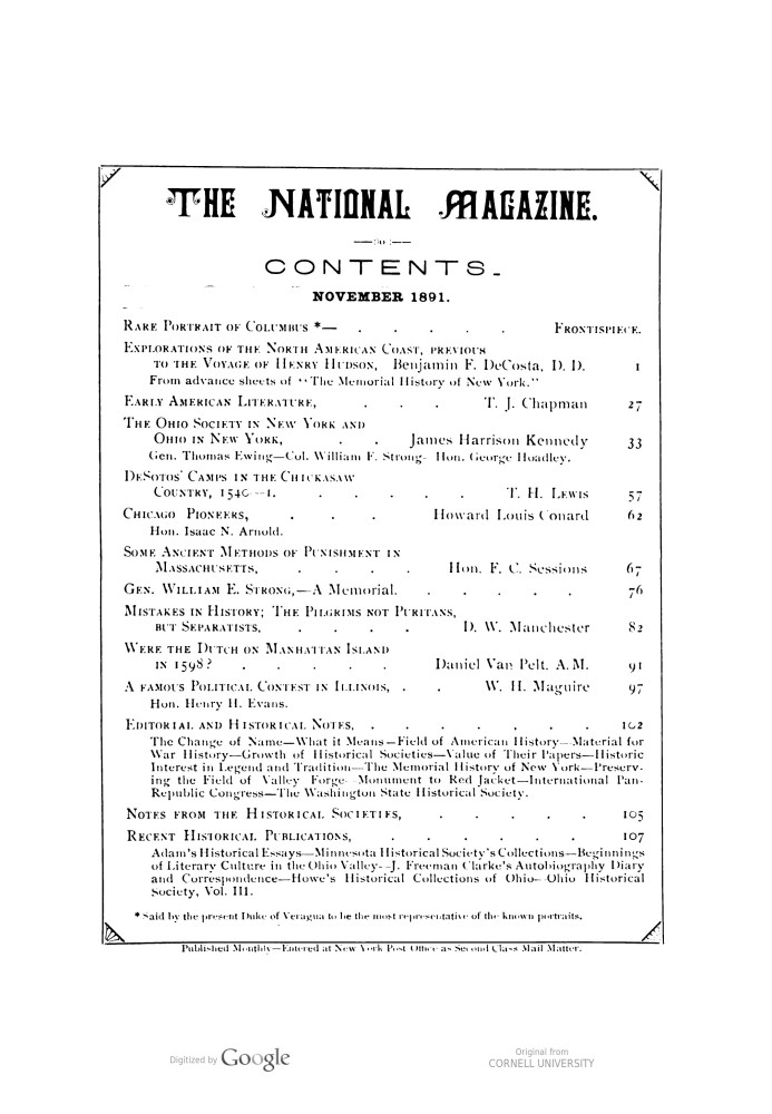 Book The National Magazine, Vol. XV, No. 1, November 1891