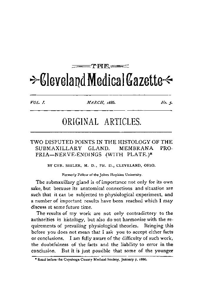 Book The Cleveland Medical Gazette, Vol. 1, No. 5, March 1886