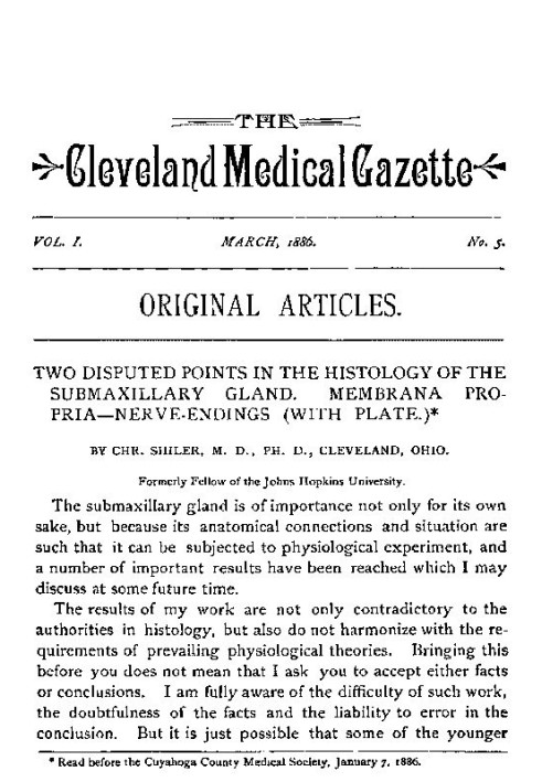 Book The Cleveland Medical Gazette, Vol. 1, No. 5, March 1886