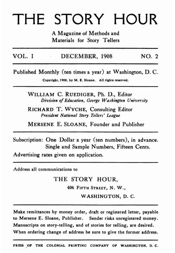 Книга Година оповідань, том. I, № 2, грудень 1908 р. Журнал методів і матеріалів для оповідачів
