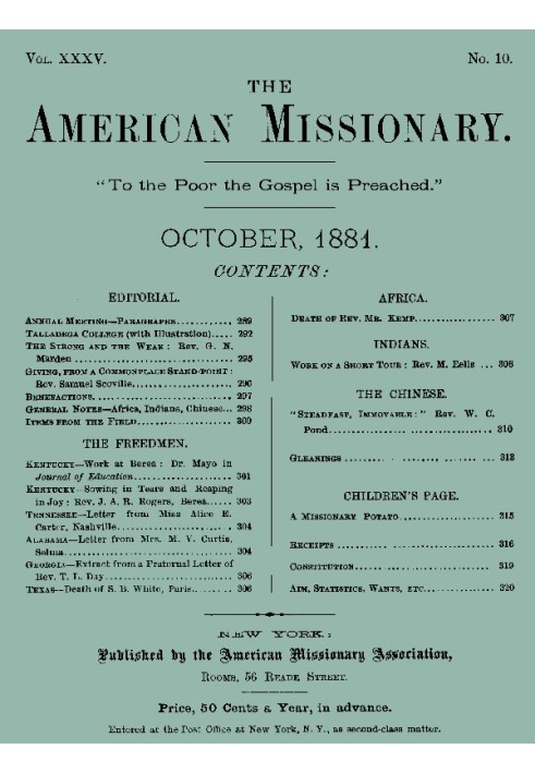Book The American Missionary — Volume 35, No. 10, October, 1881