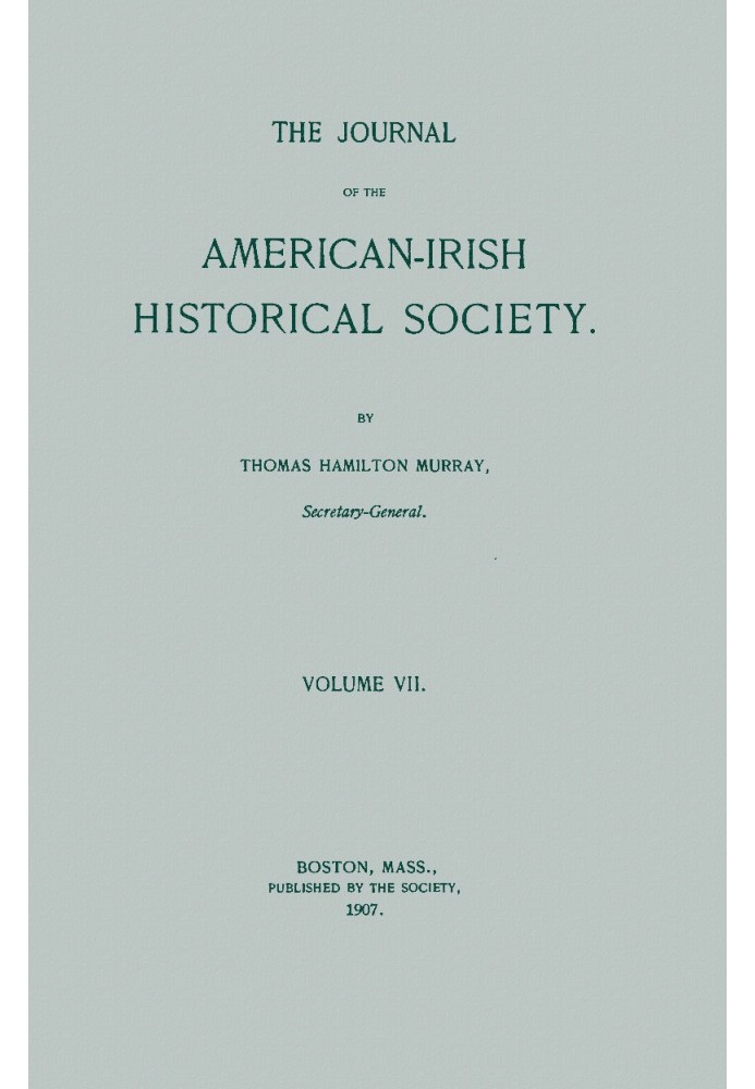 Book The Journal of the American-Irish Historical Society (Vol. VII)