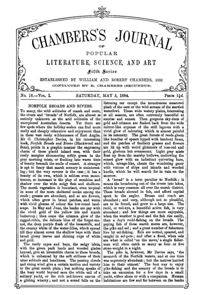 Book Chambers's Journal of Popular Literature, Science, and Art, Fifth Series, No. 18, Vol. I, May 3, 1884