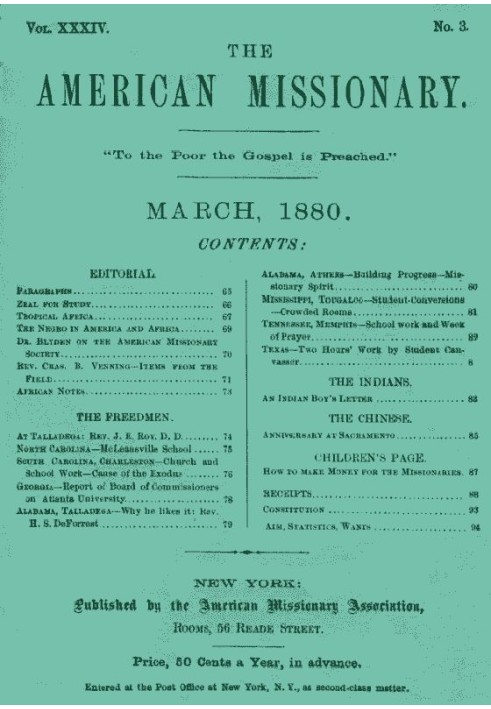 Book The American Missionary — Volume 34, No. 3, March, 1880