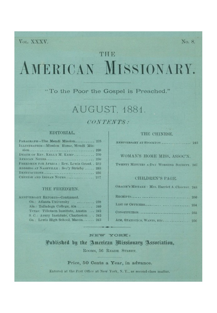Book The American Missionary — Volume 35, No. 8, August, 1881