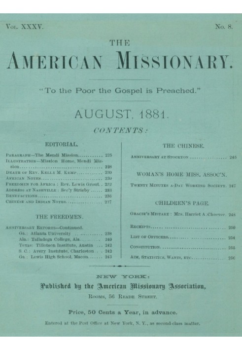 Book The American Missionary — Volume 35, No. 8, August, 1881