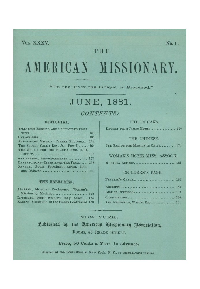 Книга Американский миссионер - Том 35, № 6, июнь 1881 г.