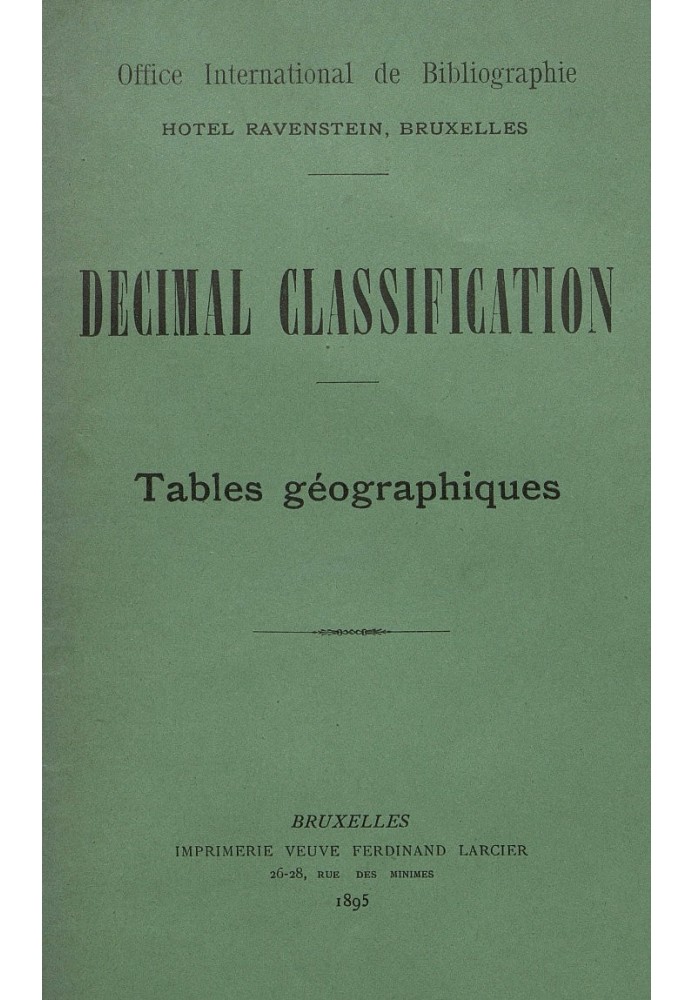 Book Decimal Classification. Geographic tables