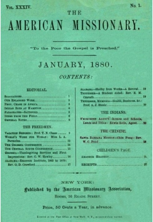 Book The American Missionary — Volume 34, No. 1, January, 1880