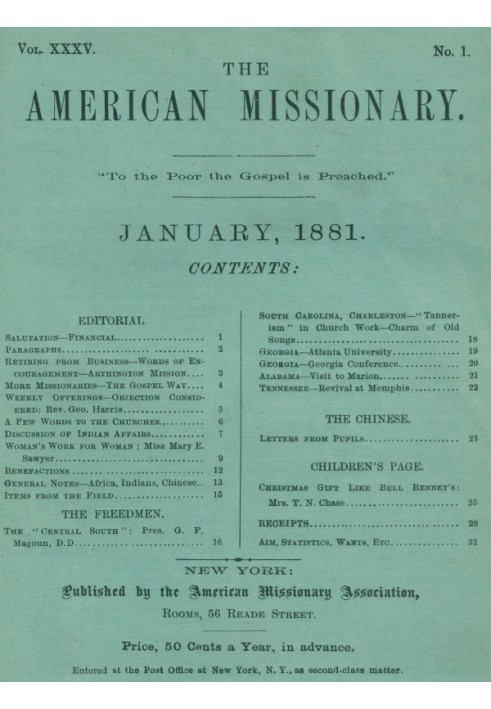 Book The American Missionary — Volume 35, No. 1, January, 1881