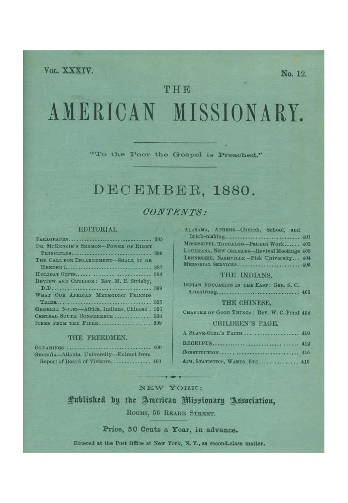 Book The American Missionary, Volume 34, No. 12, December 1880