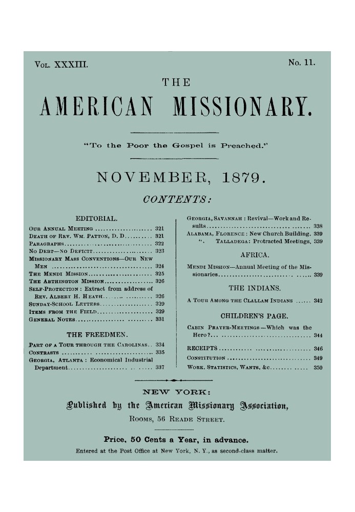 Book The American Missionary — Volume 33, No. 11, November, 1879