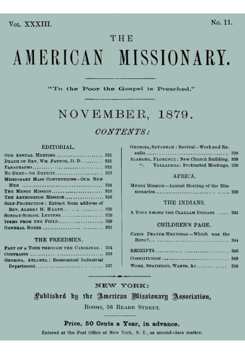 Book The American Missionary — Volume 33, No. 11, November, 1879