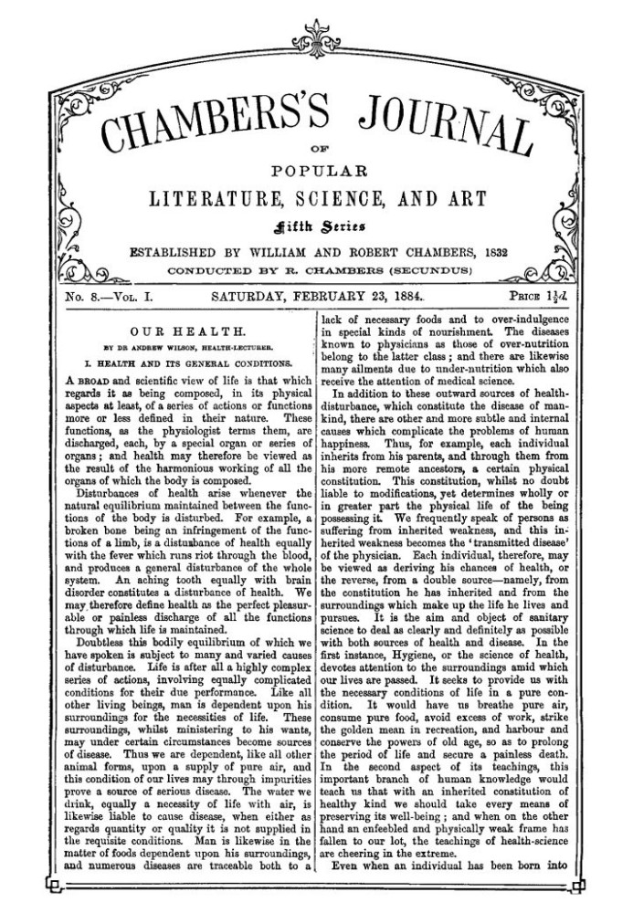 Book Chambers's Journal of Popular Literature, Science, and Art, Fifth Series, No. 8, Vol. I, February 23, 1884