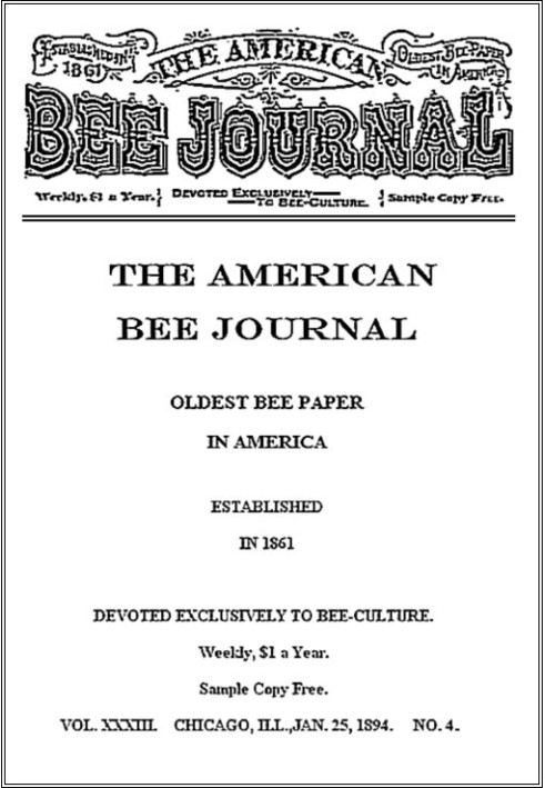 Book The American Bee Journal, Volume XXXIII, No. 4, January 25, 1894