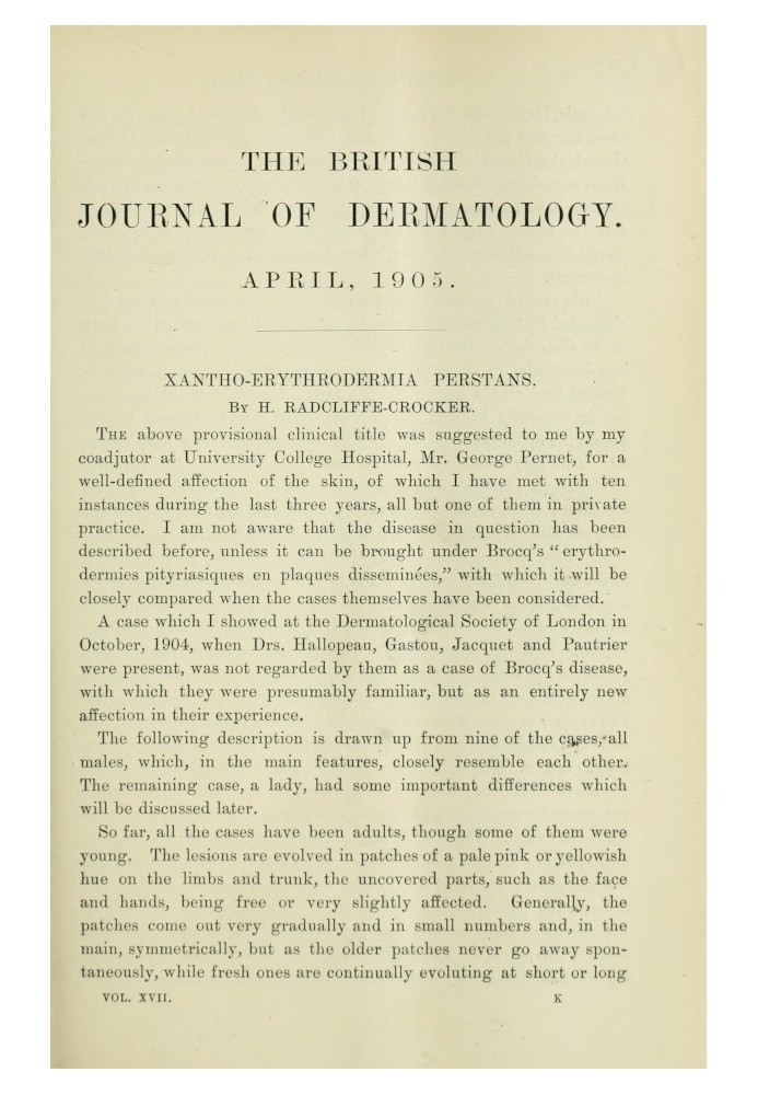 Book The British Journal of Dermatology, April 1905