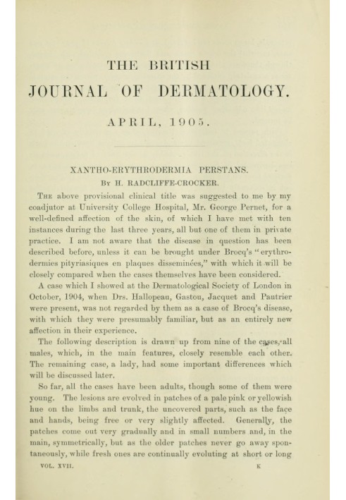 Book The British Journal of Dermatology, April 1905