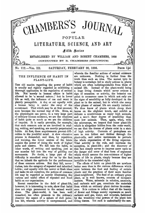 Book Chambers's Journal of Popular Literature, Science, and Art, Fifth Series, No. 112, Vol. III, February 20, 1886