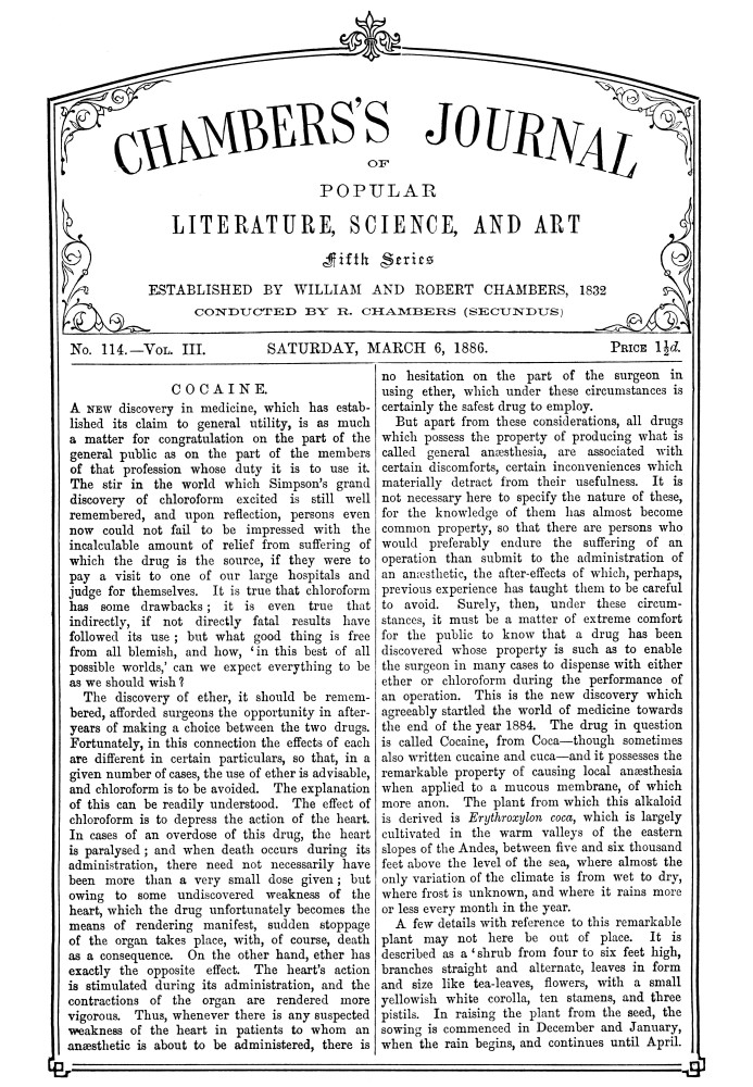 Book Chambers's Journal of Popular Literature, Science, and Art, Fifth Series, No. 114, Vol. III, March 6, 1886