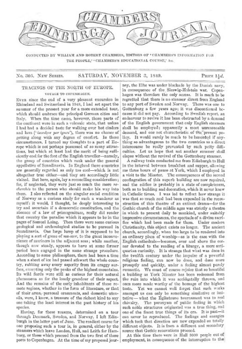 Book Chambers's Edinburgh Journal, No. 305 New Series, Saturday, November 3, 1849