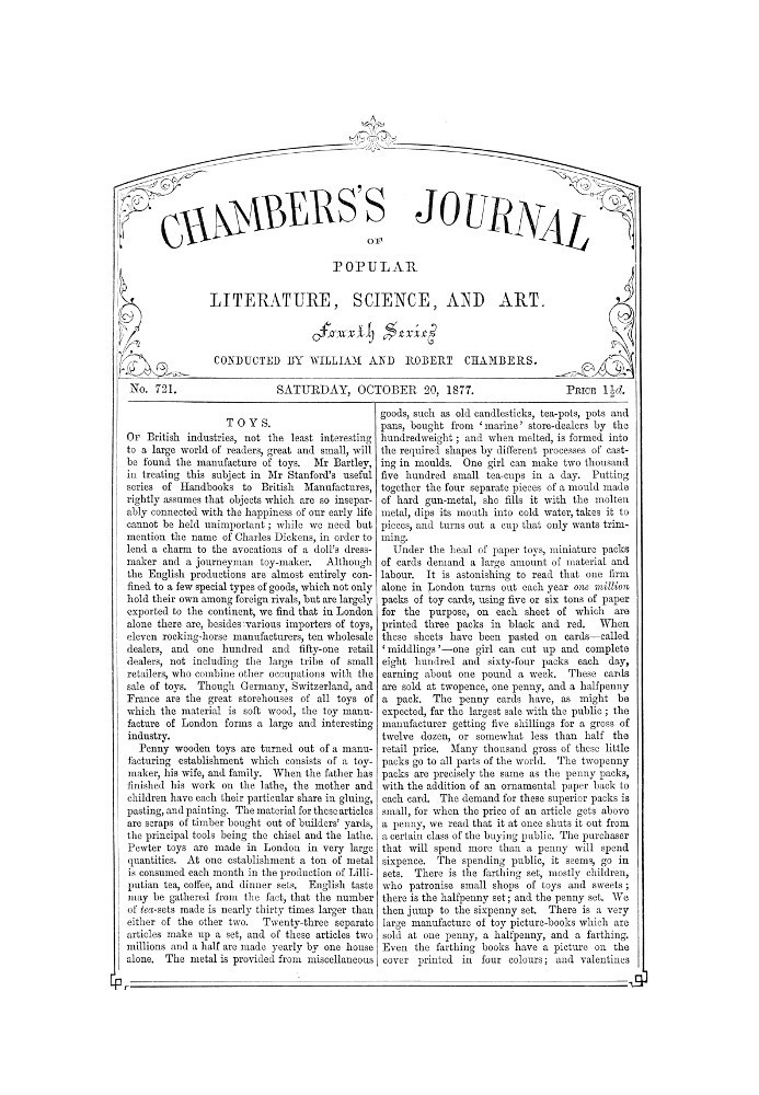Book Chambers's Journal of Popular Literature, Science, and Art, No. 721 October 20, 1877