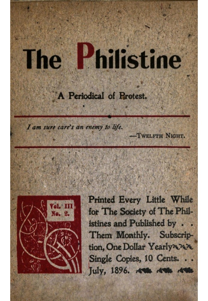 Book The Philistine: a periodical of protest (Vol. III, No. 2, July 1896)