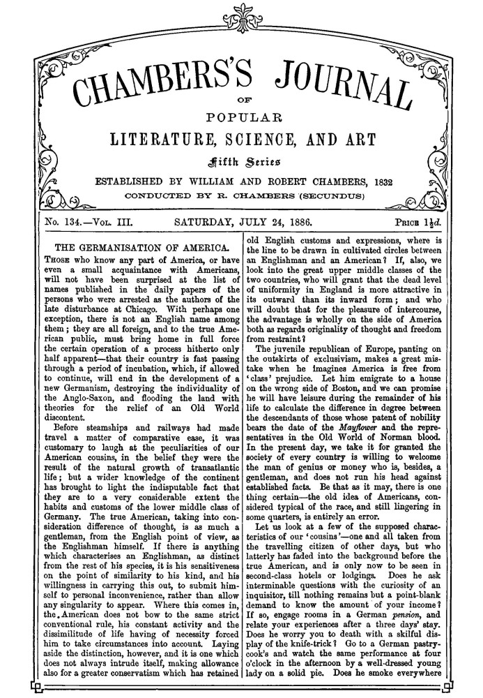 Book Chambers's Journal of Popular Literature, Science, and Art, fifth series, no. 134, vol. III, July 24, 1886