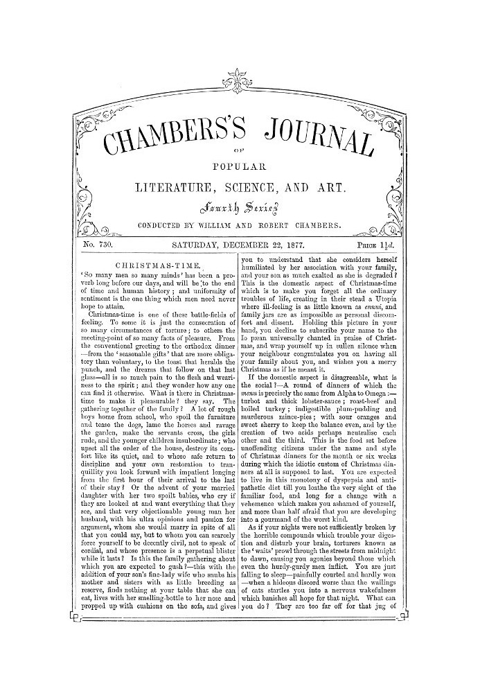 Book Chambers's Journal of Popular Literature, Science, and Art, No. 730 December 22, 1877