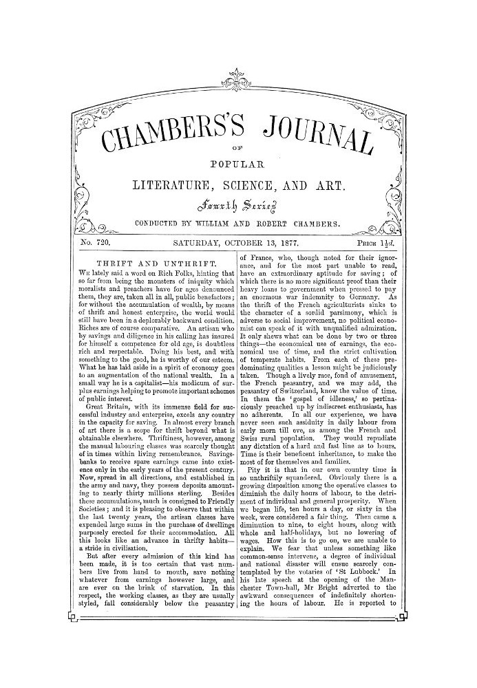 Book Chambers's Journal of Popular Literature, Science, and Art, No. 720, October 13, 1877