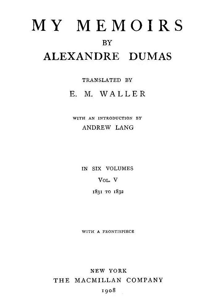 Book My Memoirs, Vol. V, 1831 to 1832