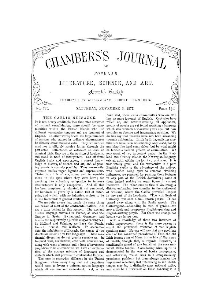 Book Chambers's Journal of Popular Literature, Science, and Art, No. 723 November 3, 1877
