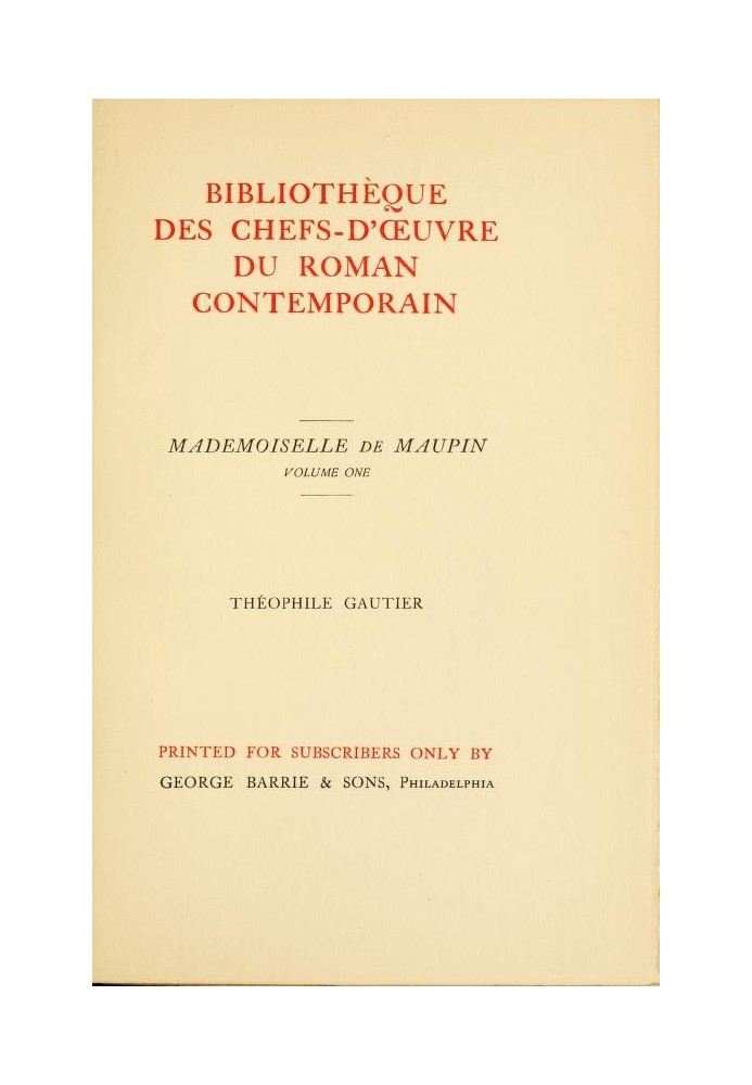 Book Mademoiselle de Maupin, Volume 1 (of 2)