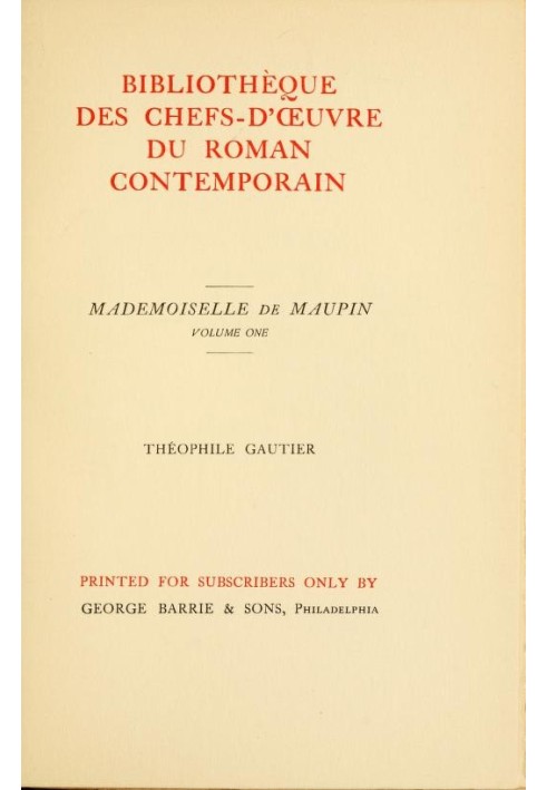 Book Mademoiselle de Maupin, Volume 1 (of 2)