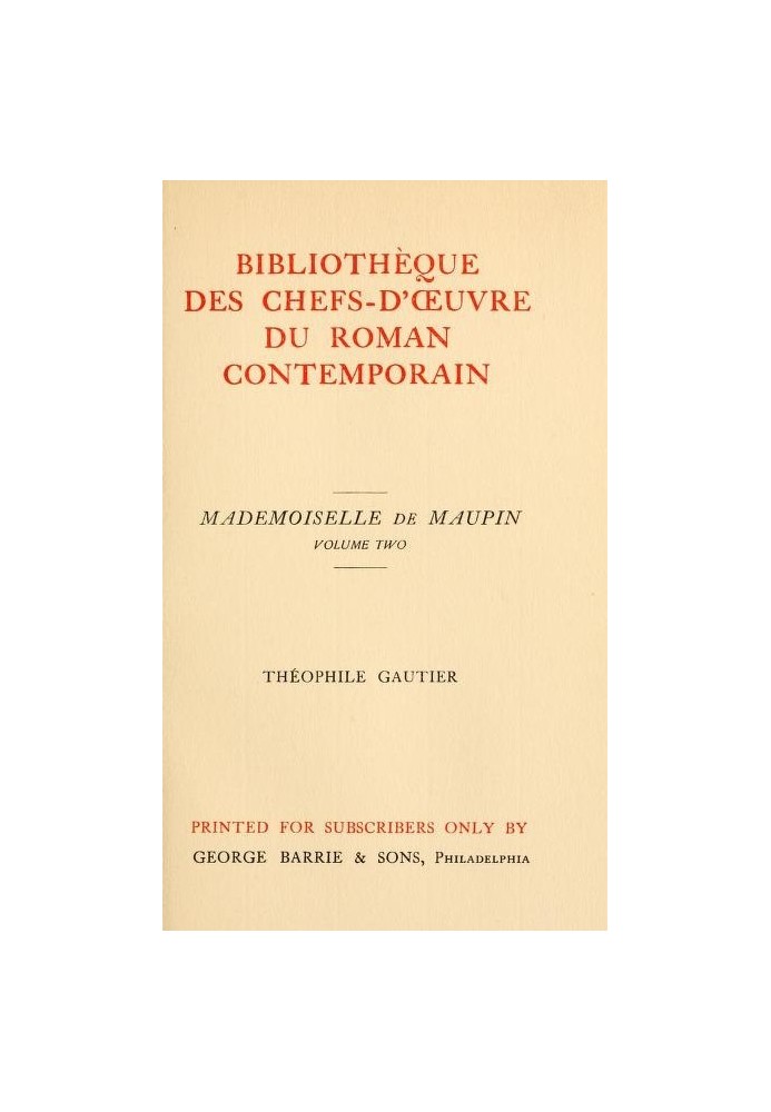 Book Mademoiselle de Maupin, Volume 2 (of 2)