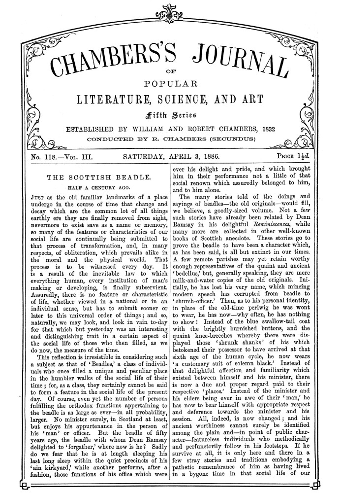 Book Chambers's Journal of Popular Literature, Science, and Art, fifth series, no. 118, vol. III, April 3, 1886
