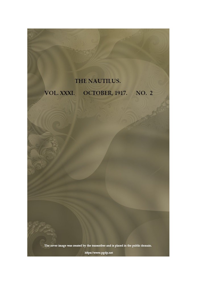 Книга «Наутилус». Том. XXXI, № 2, октябрь 1917 г. Ежеквартальный журнал, посвященный интересам конхологов.