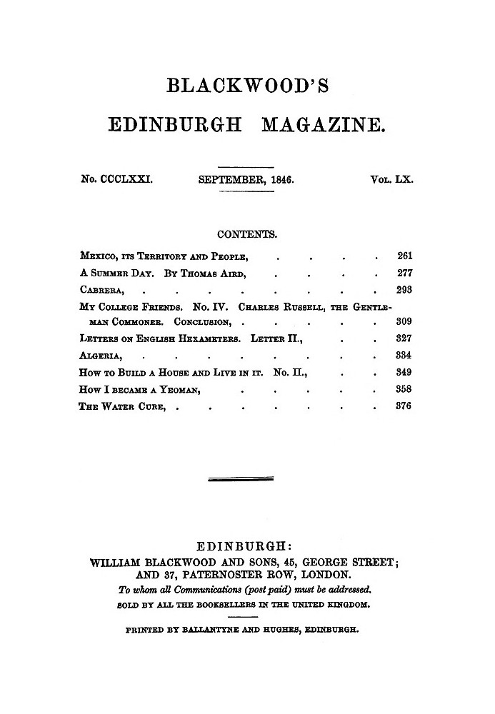 Книга Журнал Blackwood's Edinburgh Magazine, том 60, номер 371, сентябрь 1846 г.
