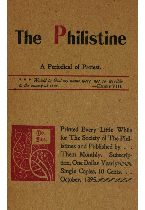 Book The Philistine : $b a periodical of protest (Vol. I, No. 5, October 1895)