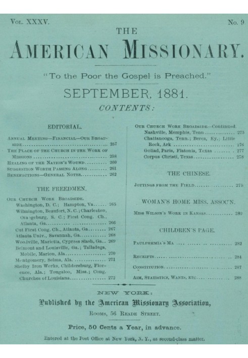 Book The American Missionary — Volume 35, No. 9, September, 1881
