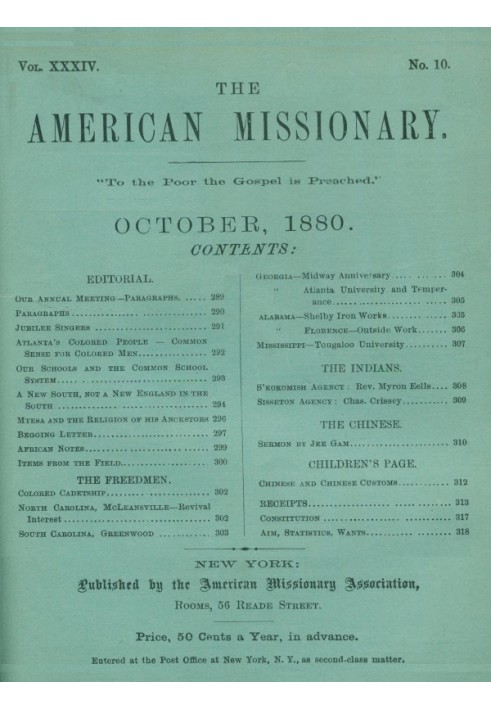 Book The American Missionary — Volume 34, No. 10, October, 1880