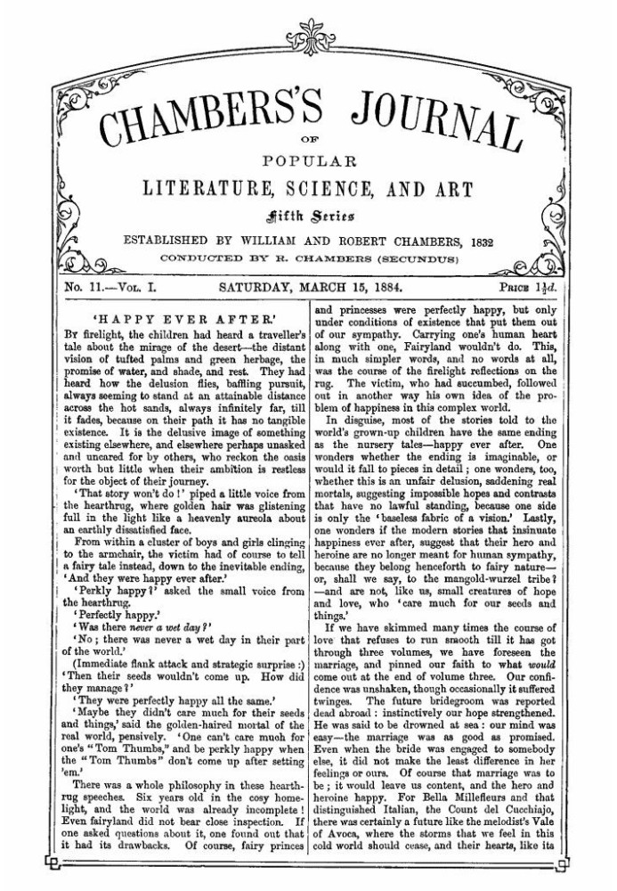 Book Chambers's Journal of Popular Literature, Science, and Art, Fifth Series, No. 11, Vol. I, March 15, 1884