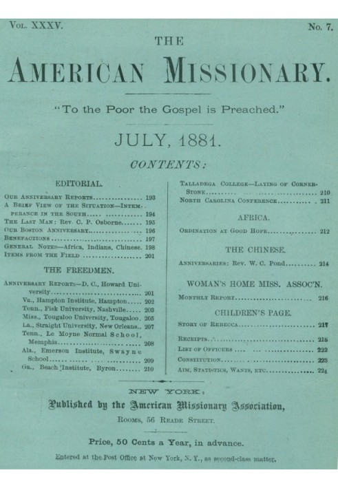 Book The American Missionary — Volume 35, No. 7, July, 1881