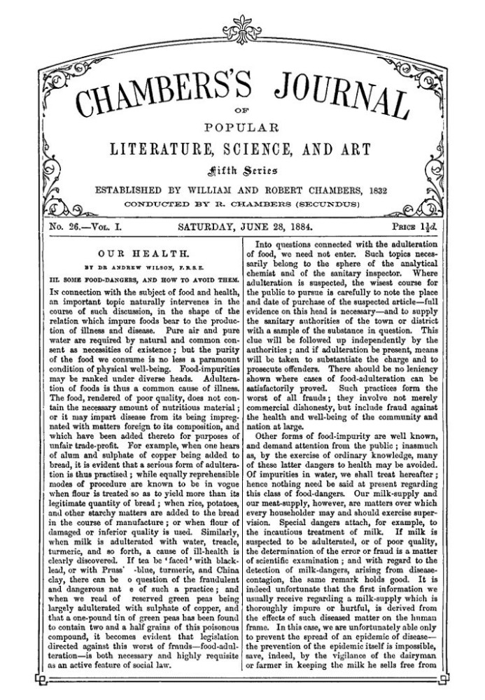 Book Chambers's Journal of Popular Literature, Science, and Art, Fifth Series, No. 26, Vol. I, June 28, 1884
