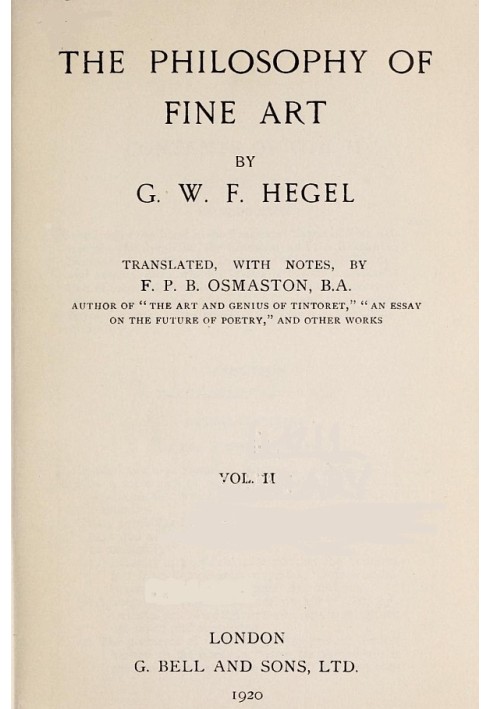 Book The Philosophy of Fine Art, volume 2 (of 4) Hegel's Aesthetik