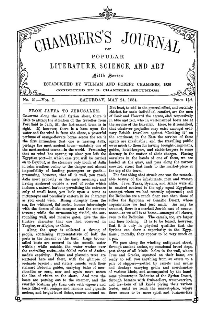 Book Chambers's Journal of Popular Literature, Science, and Art, Fifth Series, No. 21, Vol. I, May 24, 1884