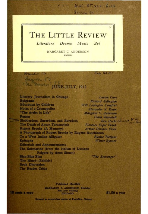 Book The Little Review, June-July 1915 (Vol. 2, No. 4)
