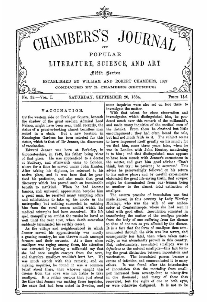 Book Chambers's Journal of Popular Literature, Science, and Art, Fifth Series, No. 38, Vol. I, September 20, 1884