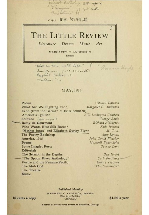 Book The Little Review, May 1915 (Vol. 2, No. 3)